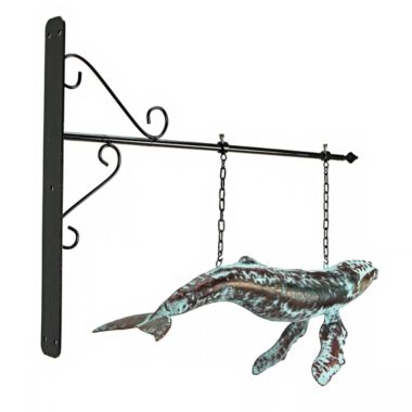 Contrast Metal Verdigris Copper Whale Wall Bracket Hanging Sculpture Outdoor Home Decor. View a larger version of this product image.