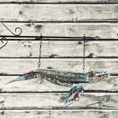 Contrast Metal Verdigris Copper Whale Wall Bracket Hanging Sculpture Outdoor Home Decor. View a larger version of this product image.