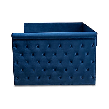 Baxton Studio Amaya Modern And Contemporary Navy Blue Velvet Fabric Upholstered Full Size Daybed - Navy Blue. View a larger version of this product image.