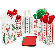 Bright Creations 24 Christmas Party Gift Bags, 24 Sheets of Tissue Paper (8 x 5.3 x 3.15 in, 48 Pieces)