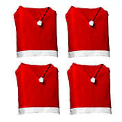 Lexi Home Christmas Holiday Santa Hat Dining Room Chair Covers Decorations Set of 4