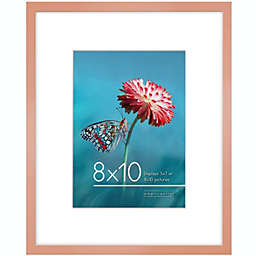 Americanflat 8x10 Rose Gold Picture Frame - Displays 5x7 Inch Picture with Mat or 8x10 Picture without Mat - Aluminum Frame with Tempered Shatter-Resistant Glass