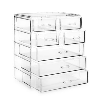 Casafield Acrylic Cosmetic Makeup Organizer & Jewelry Storage Display Case - 3 Large, 4 Small Drawer Set - Clear. View a larger version of this product image.