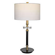 Contemporary Home Living 31.5" Antique Black Table Lamp with White Drum Shade
