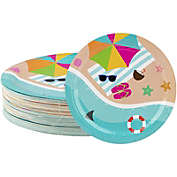 Blue Panda Disposable Plates - 80-Count Paper Plates, Summer Beach Party Supplies for Appetizer, Lunch, Dinner, and Dessert, Kids Birthdays, 9 x 9 inches
