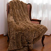 Cheer Collection Reversible Faux Fur Accent Throw Blanket - Gold - 60x70
