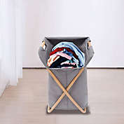 Stock Preferred Foldable Clothes Laundry Basket Hamper Bag in 62x40x40cm Grey