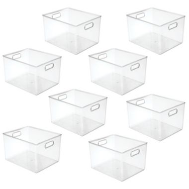 mDesign Stackable Plastic Home Office Storage Bin with Handles, 8 Pack. View a larger version of this product image.