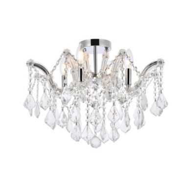 Elegant Lighting Maria Theresa 4 light Chrome Flush Mount Clear Royal Cut Crystal. View a larger version of this product image.