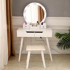 Alternate image 0 for SalonMore Vanity Table Set with Lighted Mirror Round Makeup Vanity Table with 8 Light Bulbs