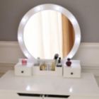 Alternate image 1 for SalonMore Vanity Table Set with Lighted Mirror Round Makeup Vanity Table with 8 Light Bulbs
