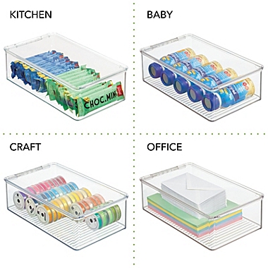 mDesign Plastic Stackable Toy Storage Bin Box with Lid, 8 Pack - Clear. View a larger version of this product image.