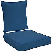 Sunnydaze Indoor/Outdoor Olefin Replacement Deep Back and Seat Cushion Set for Patio Chair - Blue - 2pc