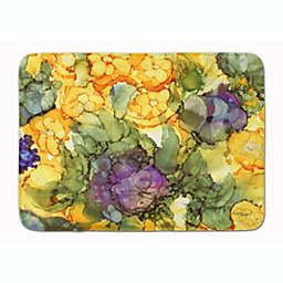 Caroline's Treasures Abstract Flowers Purple and Yellow Machine Washable Memory Foam Mat 27 x 19