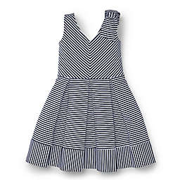 Hope & Henry Girls' Striped Knit Dress (Blue/White, 3-6 Months)
