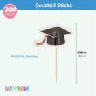 Alternate image 2 for Blue Panda Bamboo Cocktail Toothpicks, Graduation Party Supplies (200 Pieces)