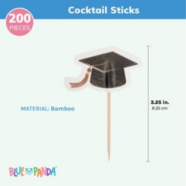Blue Panda Bamboo Cocktail Toothpicks, Graduation Party Supplies (200 Pieces). View a larger version of this product image.