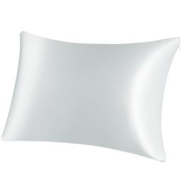 PiccoCasa 100% Silk Pillowcase for Hair and Skin, Both Side 400 Thread Count Solid Pillow Protector 19 Momme Silk Pillow Cases with Hidden Zipper, 1 Piece, King/20x36inch Silver