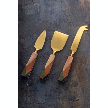 GAURI KOHLI Galicia Marble Cheese Knives, Set of 3. View a larger version of this product image.