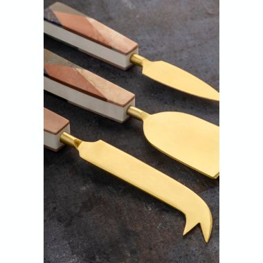 GAURI KOHLI Galicia Marble Cheese Knives, Set of 3. View a larger version of this product image.