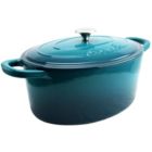 Alternate image 3 for Crock Pot Artisan 7 Quart Enameled Cast Iron Oval Dutch Oven in Teal Ombre