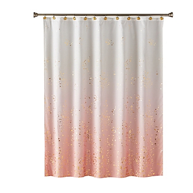 Saturday Knight Ltd Splatter Metallic Gold Accents Fabric Bath Shower Curtain - 70" x 72", Pink. View a larger version of this product image.