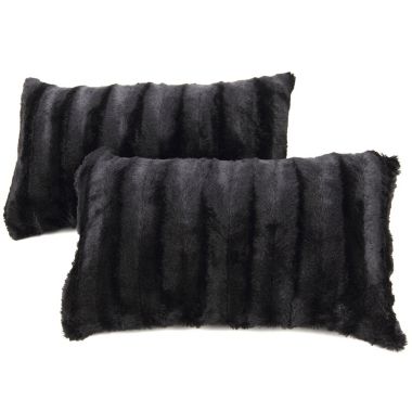 Cheer Collection Set of 2 Decorative Throw Pillows - Reversible Faux Fur to Microplush Accent Pillows by 12"x 20". View a larger version of this product image.