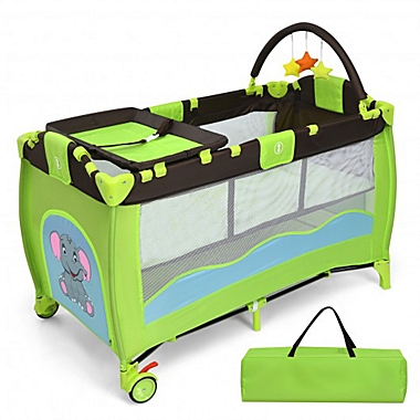 Costway Green Portable Baby Crib Infant Bassinet Bed. View a larger version of this product image.