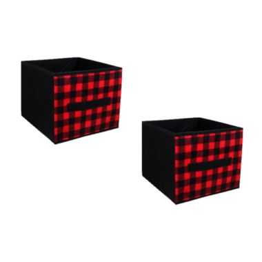 Home Essentials 4 Pack Collapsible Storage Cubes Black & Red Fabric Container. View a larger version of this product image.