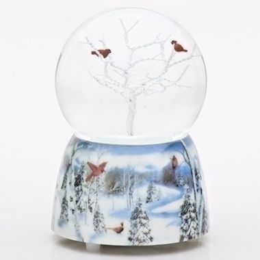 5 Inch Tall Musical Cardinals Glitterdome Windup 75MM Cardinal Scene Base. View a larger version of this product image.