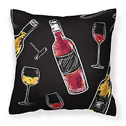 Caroline's Treasures Red and White Wine on Black Fabric Decorative Pillow 18 x 18