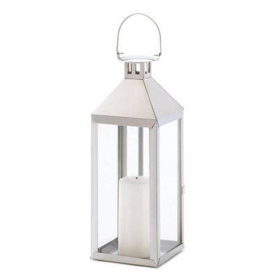 Black Iron Manhattan Style Pillar Candle Lantern with Clear Glass Panels for sale online 