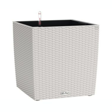 Lechuza USA 20" Gray All In One Cube Wicker Planter. View a larger version of this product image.
