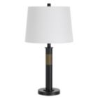 Alternate image 0 for Saltaro Sherpi 26 Inch Metal Table Lamp, Dimmer, Fabric Shade, Bronze, Black- Saltoro Sherpi