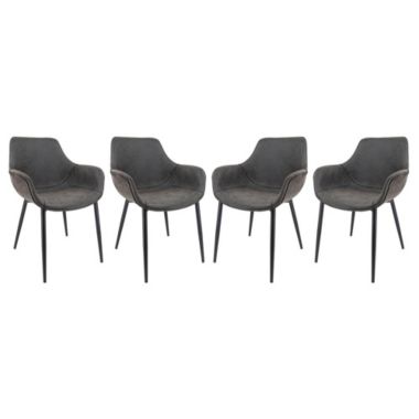 LeisureMod Markley Modern Leather Dining Arm Chair With Metal Legs Set of 4. View a larger version of this product image.