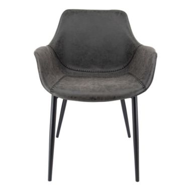 LeisureMod Markley Modern Leather Dining Arm Chair With Metal Legs Set of 4. View a larger version of this product image.