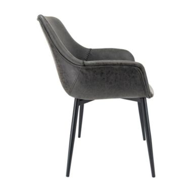LeisureMod Markley Modern Leather Dining Arm Chair With Metal Legs Set of 4. View a larger version of this product image.