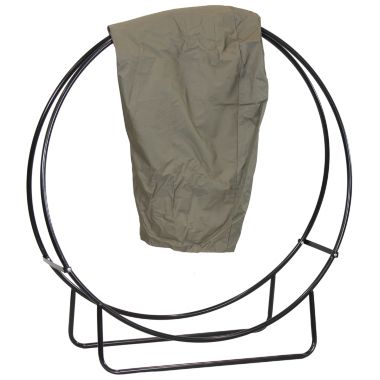 Sunnydaze Outdoor Heavy-Duty Steel Firewood Log Hoop Storage Rack with Weather-Resistant PVC Log Hoop Cover - 48" - Khaki. View a larger version of this product image.