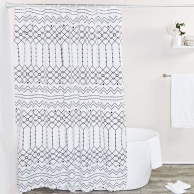 Okuna Outpost Bohemian Style Shower Curtain Set with 12 Hooks, Bathroom Decor (70 x 71 in, 13 Pieces). View a larger version of this product image.