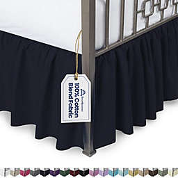SHOPBEDDING Ruffled Bed Skirt with Split Corners - Queen, Navy, 21 Inch Drop Cotton Blend Bedskirt (Available in 14 Colors) - Blissford Dust Ruffle.