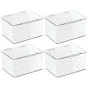 mDesign Plastic Stackable Closet Storage Bin Box with Lid, 4 Pack