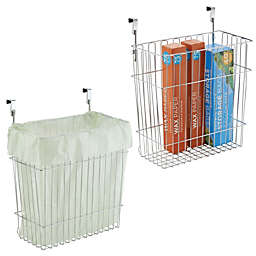 mDesign Wire Over Cabinet Door Kitchen Storage Basket/Trash Can, 2 Pack