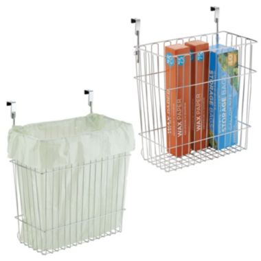 mDesign Wire Over Cabinet Door Kitchen Storage Basket/Trash Can, 2 Pack. View a larger version of this product image.