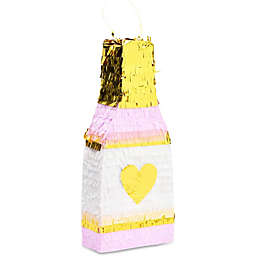 Blue Panda Champagne Bottle Party Pinata with Gold Foil (Pink, White, 16.5 x 7 x 3 Inches)