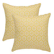 PiccoCasa Sets Of 2 Throw Pillow Covers Embroidery Geometric Pattern Decorative Cushion Cover Square Pillow Case for Living Room Sofa or Couch, Yellow, 18"x18"