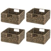 mDesign Hyacinth Kitchen Storage Basket with Handles, 4 Pack