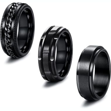 GoodMerchan - Men and Women's Spinner Rings Set for Stress Relief and Anxiety - 3 Pack - Relieve anxiety with spinners. View a larger version of this product image.