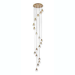 Elegant Lighting Luxurious Eren Adjustable Hanging 18 Lights Pendant for Living Room, Kitchen, Bedroom & Hallway, Gold