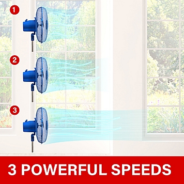 Brentwood 3 Speed 12in Oscillating Stand Fan in Blue. View a larger version of this product image.