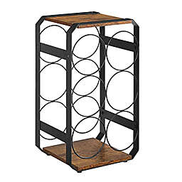 VASAGLE Countertop Wine Rack - 6-Bottle Wine Holder Stand for Table - Bottle Storage Free Standing, 4.2-Inch Dia. Slot, Steel Frame, 8.5 x 7.5 x 15 Inches, Rustic Brown and Black